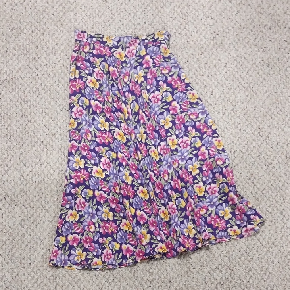 Herman Geist Floral Purple Skirt